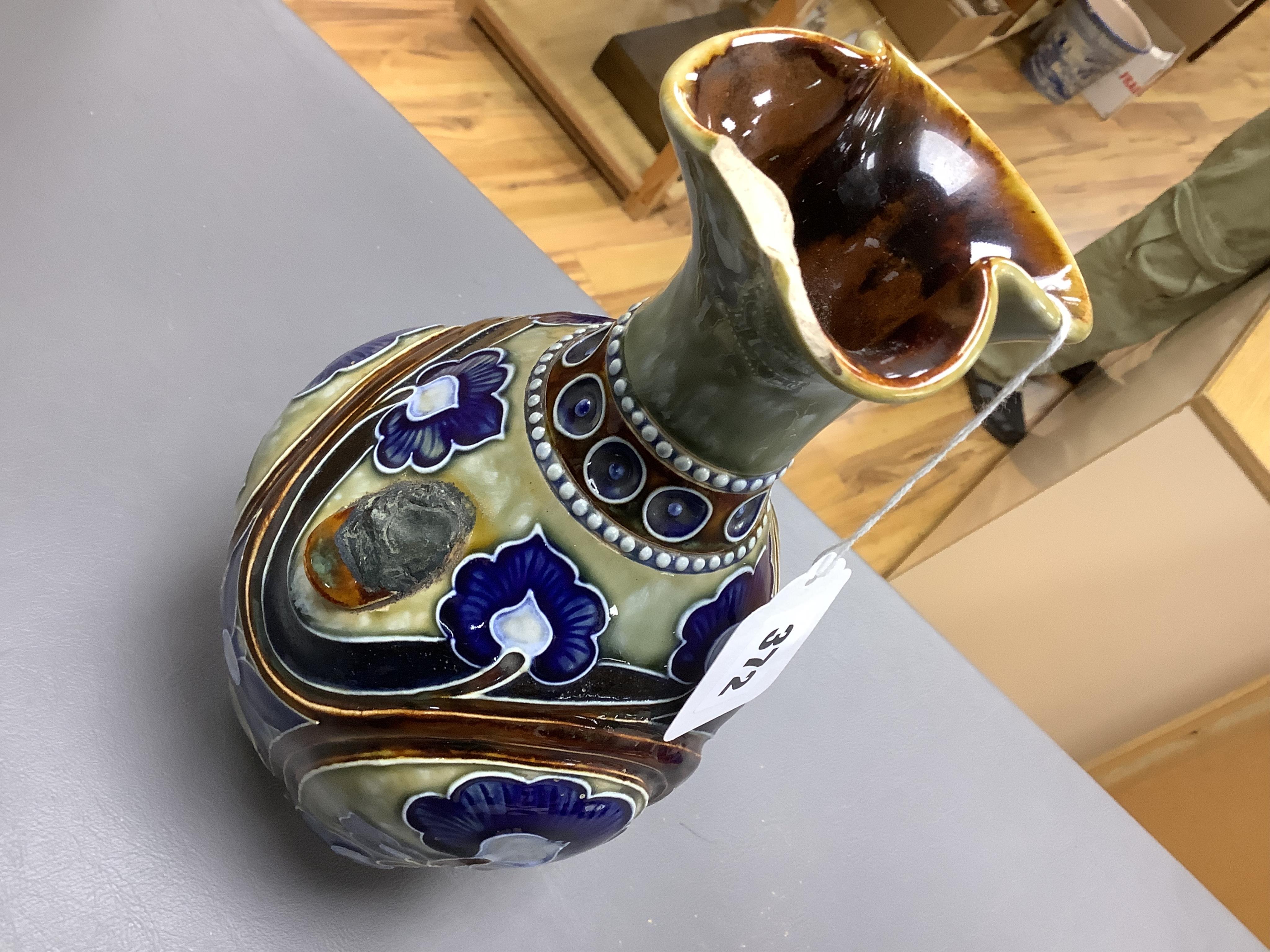 Mark V. Marshall, a Doulton Lambeth bowl, together with a Frank Butler jug, lacking handle, largest 25cm high